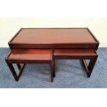 AVALON TEAK OCCASIONAL TABLE with a rectangular top on continuous supports with two similar