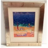 CLIVE VINCENT JACHNIK On the beach, acrylic on board, signed and label to verso, 36cm x 29.5cm