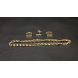 SELECTION OF GOLD JEWELLERY comprising a nine carat gold neck chain, approximately 35cm long; a pair