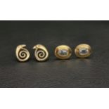 TWO PAIRS OF GOLD STUD EARRINGS comprising a pair of Ola Gorie 'Kells Bird' nine carat gold