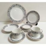 COVENTRY FINE CHINA DINNER/TEA SET in the Laurent pattern (number 653), all with black scroll