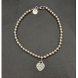 TIFFANY & CO. RETURN TO TIFFANY HEART TAG BEAD BRACELET approximately 19.5cm long