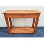 NEXT OAK HALL TABLE the rectangular top above a central frieze drawer with a shelf below, standing