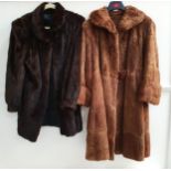 TWO LADIES FUR JACKETS one in dark brown mink, the other possibly rabbit (2)