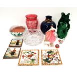 SELECTION OF DECORATIVE CERAMICS AND GLASSWARE including a Royal Doulton Fair Lady figurine, HN2835;