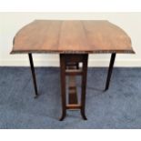 MAHOGANY SUTHERLAND TABLE with shaped drop flaps, standing on plain supports, 69cm wide