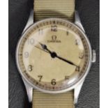 RARE OMEGA PAKISTAN AIR FORCE MILITARY WRISTWATCH the circular signed white dial with Arabic