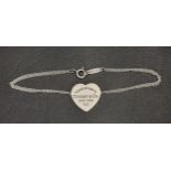 TIFFANY & CO. SILVER HEART TAG DOUBLE CHAIN BRACELET the central heart tag engraved 'Please Return