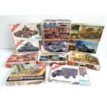 SELECTION OF MILITARY MODEL KITS comprising four Matchbox kits of Churchill A.V.R.E., M-19 Tank