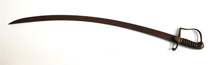 GEORGE III BRITISH INFANTRY OFFICERS SABRE with a 78.5cm curved blade, the leather grip now