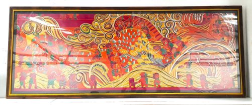 IAN MACINTYRE Raft race, linocut, signed with initials and dated 1993, 81.5cm x 230cm