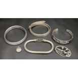 SELECTION OF SILVER AND OTHER JEWELLERY comprising two silver bangles, a silver Charles Rennie