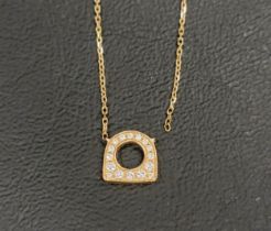 EIGHTEEN CARAT GOLD MINI SUCCESS NECKLACE BY FRED the openwork geometric pendant set with sixteen