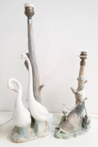 NAO FIGURAL LAMP modelled as two geese by a tree, 51cm high, together with a Lladro lamp modelled as