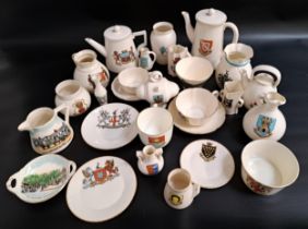 SELECTION OF GOSS WARE comprising Reigate tea cup and saucer, Sedbergh School coffee cup and saucer,