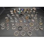 SELECTION OF SILVER AND OTHER RINGS including bands, stone set rings, statement rings and stacking