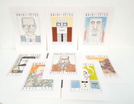LOUIS HELLMAN eight prints depicting C.R.Mackintosh, Bruce Goff, Frank Lloyd Wright, Le Corbusier,