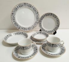 COVENTRY FINE CHINA DINNER/TEA SET in the Laurent pattern (number 653), all with black scroll