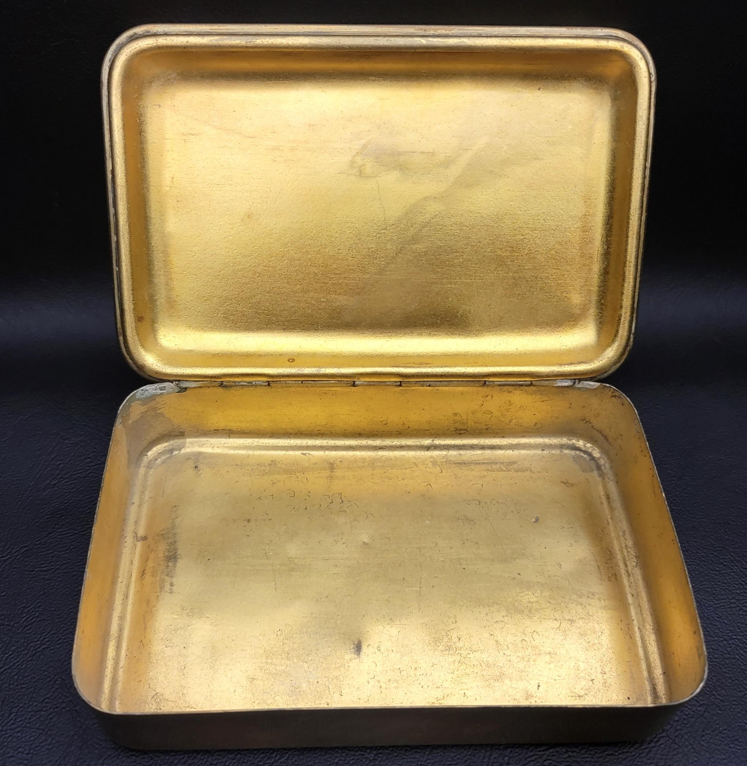 WWI BRASS CHRISTMAS TIN with embossed decoration and marked Christmas 1914 - Image 3 of 4