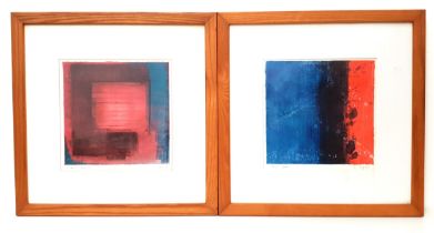 TWO ABSTRACT FRAMED ART PRINTS one by Denise Duplock titled 'Ischia Square'; the other by Tim