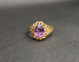 AMETHYST SINGLE STONE RING the oval cut amethyst approximately 1.5cts, in eighteen carat gold,