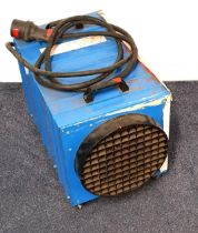 ANDREW SYKES PORTABLE ELECTRIC HEATER model DE65 with three speed fan, on a wheeled base, 41cm x