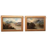 T. DAVIDSON Loch Fyne and Alan Water, pair of oil on canvas, signed and tilted to verso, both 38.5cm