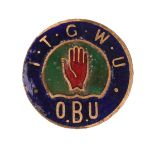 Irish Transport and General Workers Union, One Big Union (OBU) enamel button badge, centred by a red