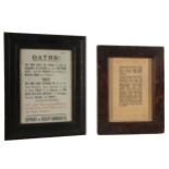 Support the Treaty, two framed handbills, "Oaths! - The Oath under the Treaty is one of Allegience