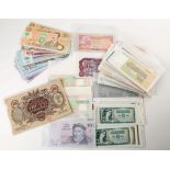 World banknotes, a collection of uncirculated currency including, Iceland, Iran, Israel, Sri