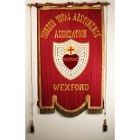 Pioneer Total Abstinence Association Wexford processional banner, a gilt bordered, deep-red silk