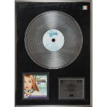 Hannah Montana platinum disc, Irish Recorded Music Association presentation disc in recognition of