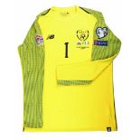 Football, Ireland senior international football, goalkeeper jersey, bench worn by substitute Colin