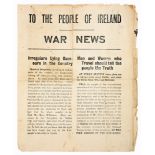 Irish War News 1922 (July) Civil War, 4pp, quarto, letterpress printed, "Irregulars Lying Rumours in