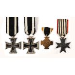 Great War 1914-18 German Imperial Iron Crosses and a Prussian War Merit Cross, together with a
