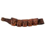 Brown leather five-pouch bandolier, of a type used by the IRA in the War of Independence.