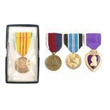 United States post-war and Vietnam medals. Purple Heart, Medal for Humane Action; Marine Corps