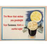 Guinness Poster by Wilbur Pierce, "The Moon that wishes - you goodnight - Says 'Guinness - that's