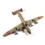 Model bomber, scratch-built, painted wooden model of a WWII Consolidated B-24 Liberator in French