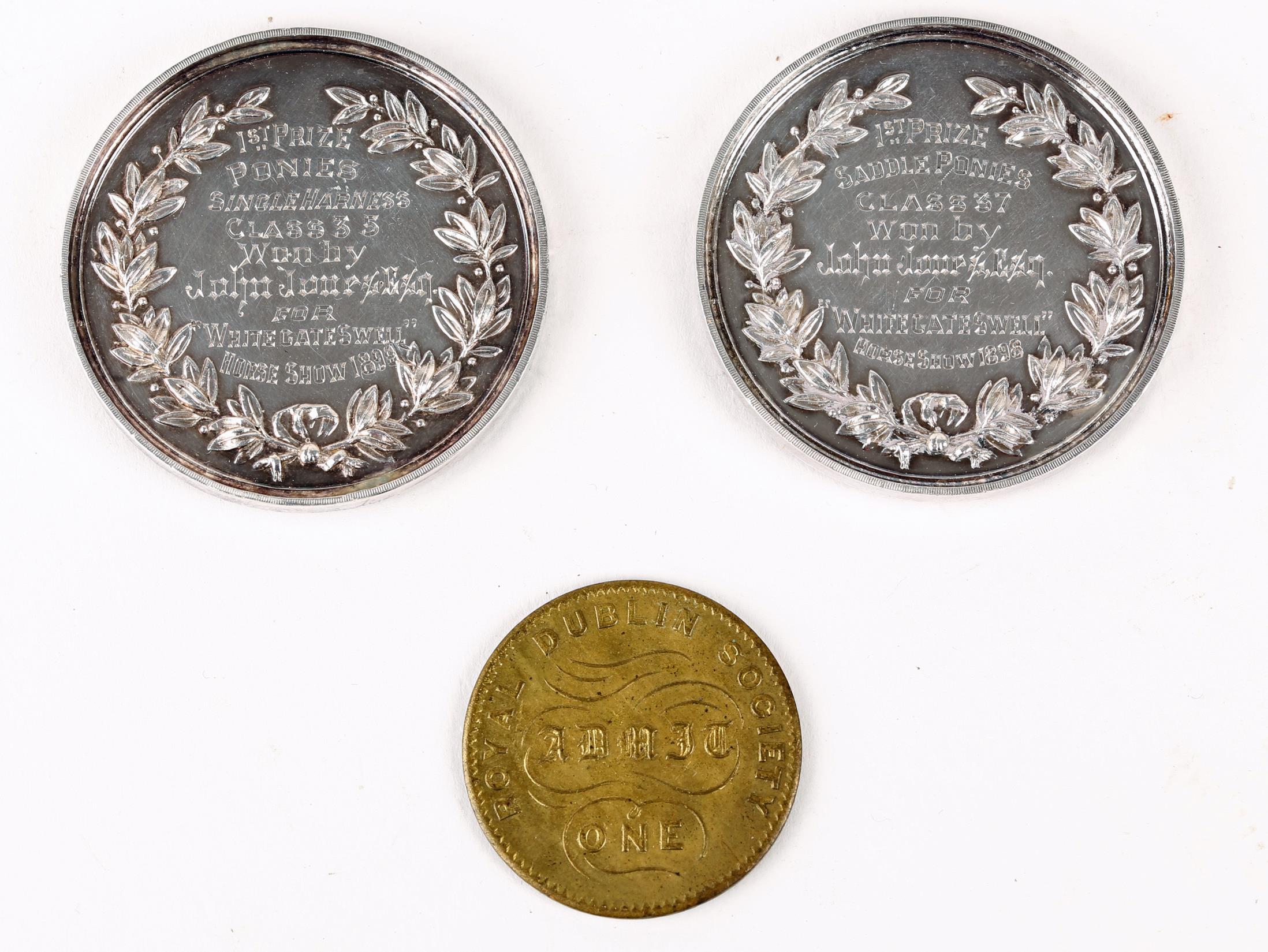 Royal Dublin Society, Horse Show 1898, two silver winner's medals to John Jones Esq. for ' - Image 2 of 2