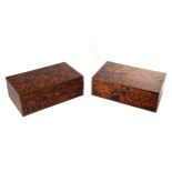 A pair of 19th century Anglo-Indian tortoiseshell and parquetry-veneered travelling boxes,