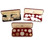 1953 Elizabeth II Coronation, three specimen coin sets comprising, 10-coins from crown to farthings,