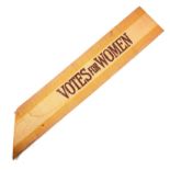 An Irish suffragette's "Votes For Women" sash. Original 'Votes for Women' tri-coloured sash,