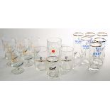 A collection of 1970s and 1980s branded pub glassware, 6 Harp half pint glasses, 6 Guinness half