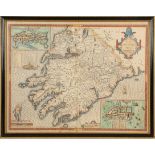 1676 Map of Munster by John Speed. A hand-coloured, engraved map of Munster (Mounster) by John Speed