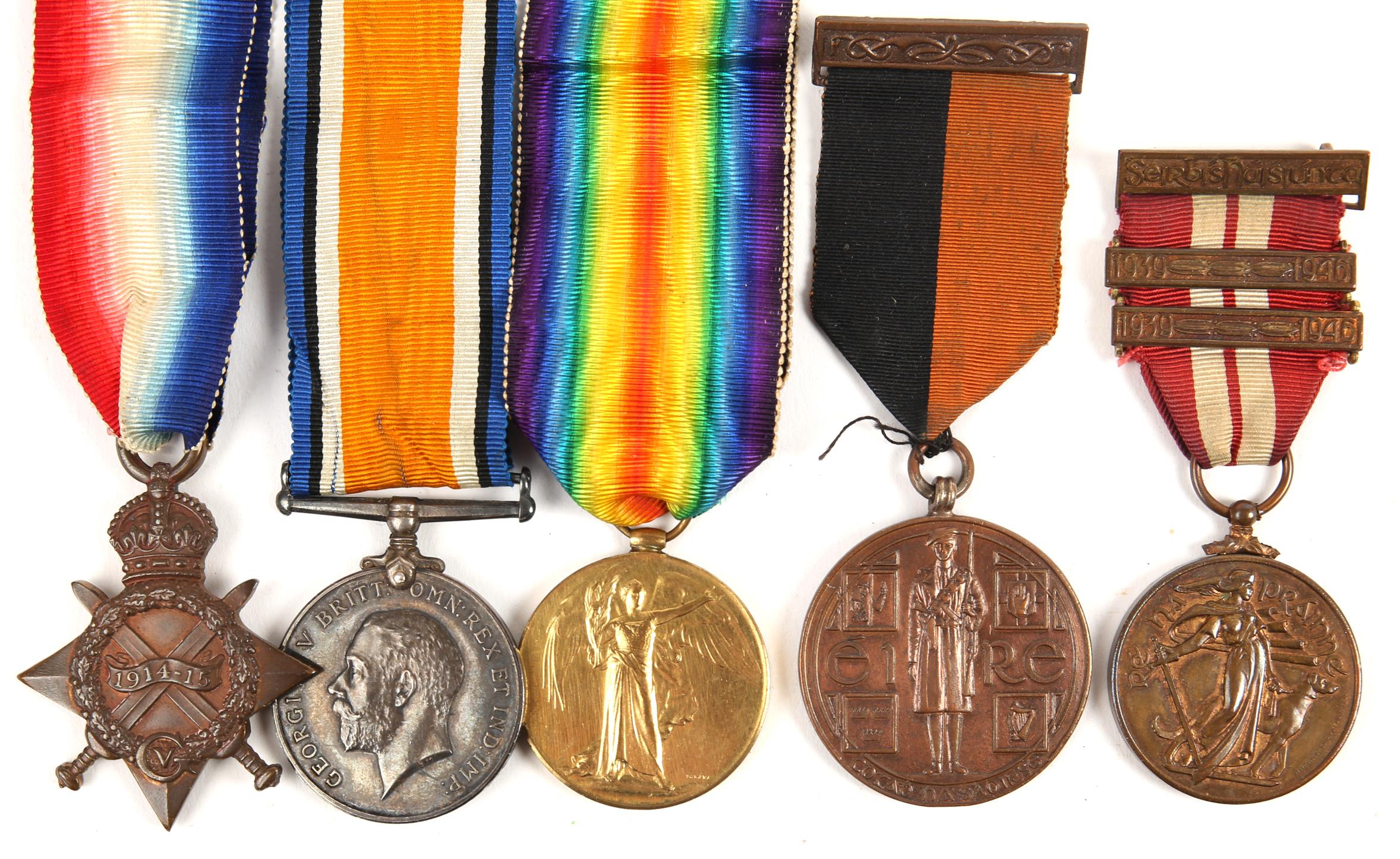 1914-18 trio and War of Independence Medals to Despatch Rider James Skinner from Ringsend, Dublin.