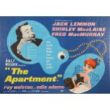 Cinema poster. The Apartment, 1960. Starring Jack Lemmon, Shirley MacLaine and Fred MacMurray.