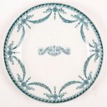 Loughrea Temperance Club, a Crown Pottery, Empire pattern side plate, the central reserve with
