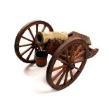 A bronze barrelled Dutch howitzer. The 12" (30cm) long barrel mounted on detailed, full-size,