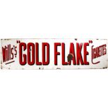 Advertising. Wills's "Gold Flake" Cigarettes enamelled metal advertising sign, red text on white